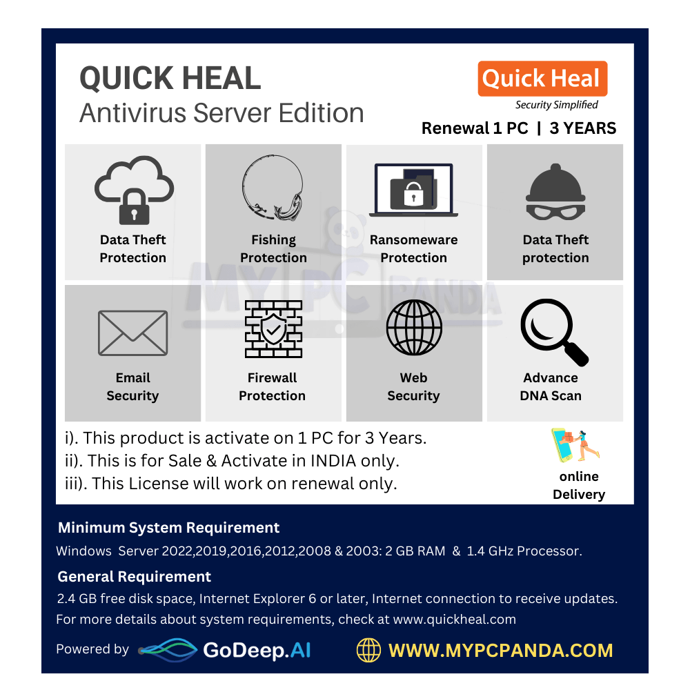 1708168964.Quick Heal Antivirus Server Edition 1 User 3 Years Renewal key price-my pc panda